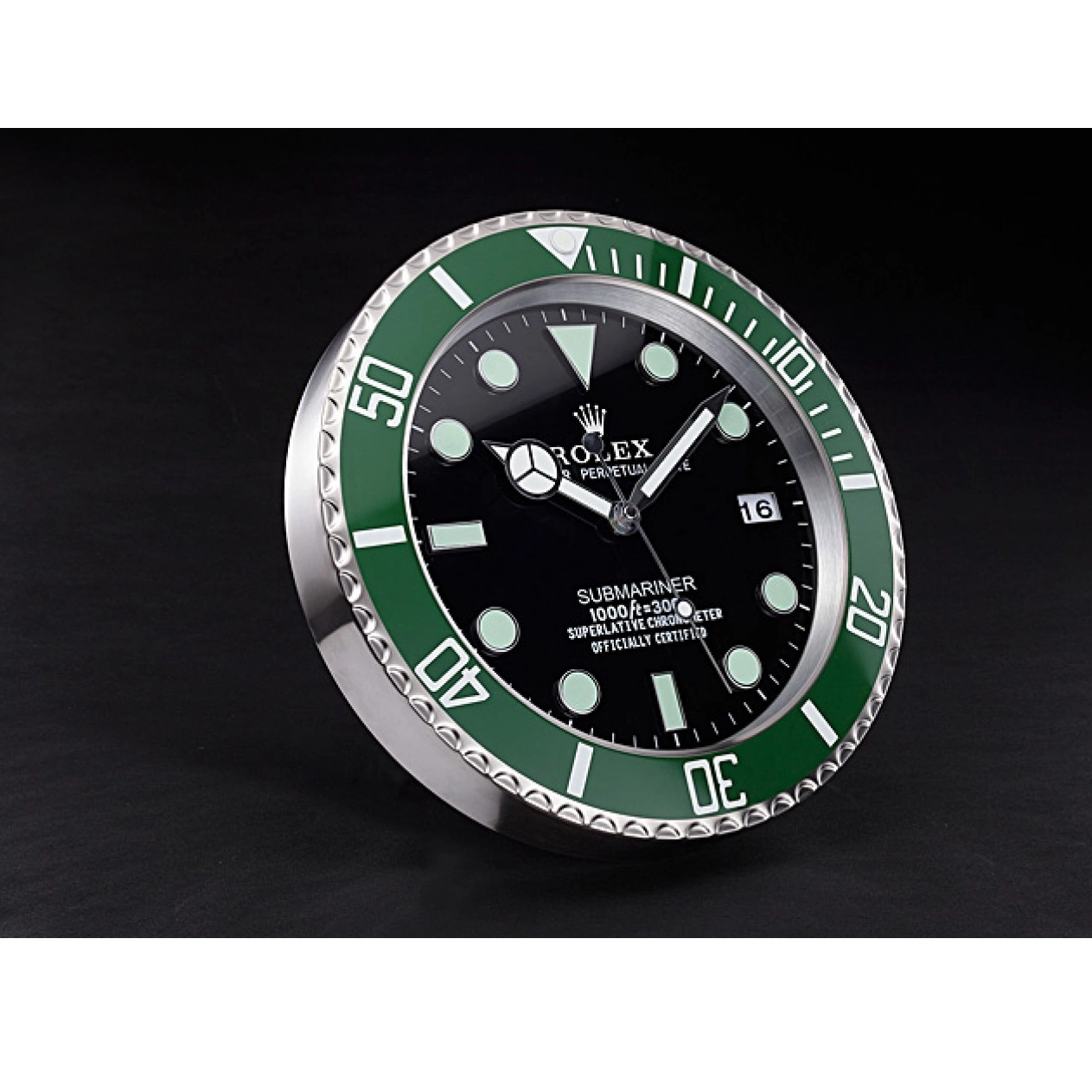 MiroTime 0719 Rolex Submariner Wall Clock Silver-Green 621912